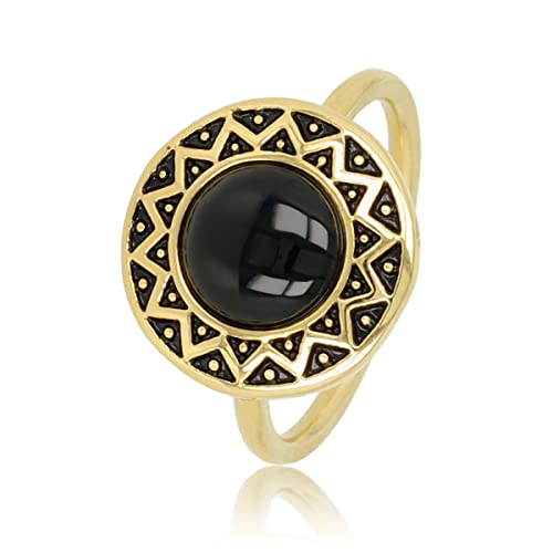 My Bendel - Vintage Ring gold mit schwarzem Onyx Stein- Stylischer Ringe für Damen mit echtem Edelstein - Bleibt schön und Verfärbt nicht - Stapeln Ringe - mit Luxuriösen Geschenkverpackung von My Bendel