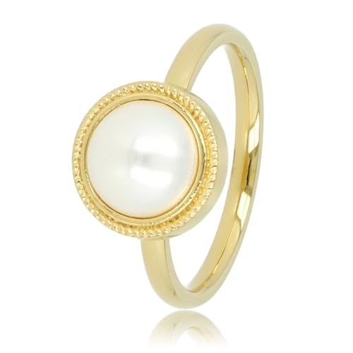 My Bendel - Vintage Ring Gold mit weißer Perle- Stylischer Vintage Ring für Damen mit Perle - Bleibt schön und Verfärbt nicht - Stapeln Ringe - mit Luxuriösen Geschenkverpackung von My Bendel