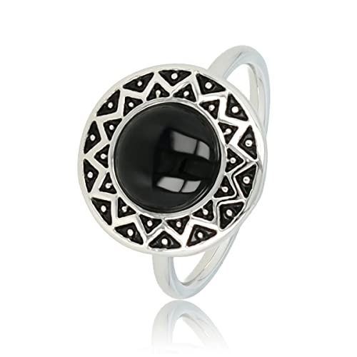 My Bendel - Vintage Ring Silber mit schwarzem Onyx Stein- Stylischer Ringe für Damen mit echtem Edelstein - Bleibt schön und Verfärbt nicht - Stapeln Ringe - mit Luxuriösen Geschenkverpackung von My Bendel