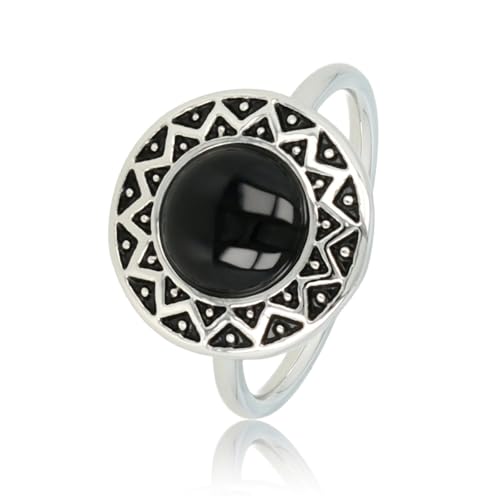 My Bendel - Vintage Silberring mit Onyx- Stylischer Ringe für Damen mit echtem Edelstein - Bleibt schön und Verfärbt nicht - Stapeln Ringe - mit Luxuriösen Geschenkverpackung von My Bendel