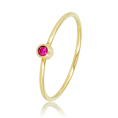 My Bendel - Wunderschöner Goldring mit pinkfarbenem Zirkonia-Stein- Ringe für Damen - Bleibt schön und Verfärbt nicht - Aussagekräftigen Steinringe - Silber und Gold von My Bendel