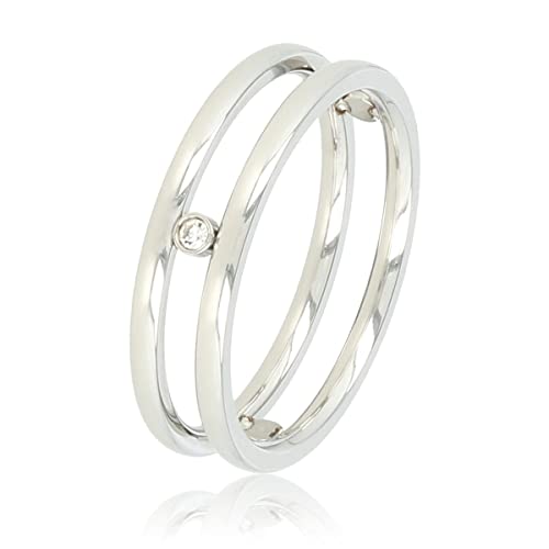 My Bendel - Zierlicher Silberring mit drei weißen Steinen- Stylischer Ringe für Damen - Bleibt schön und Verfärbt nicht - Stapeln Ringe - mit Luxuriösen Geschenkverpackung von My Bendel