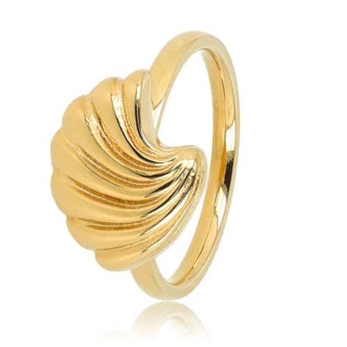 My Bendel -Ring Gold mit Muschel- Damenring mit großer Muschel - Gold und Silber - Edelstahl - Bleibt schön und Verfärbt nicht - mit Luxuriösen Geschenkverpackung von My Bendel