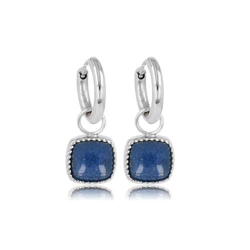 Silberne Ohrringe mit blauem Aventurin Edelstein - 10mm- Ohrringe mit Edelsteinen - Mehrere Farben und GröBe - Echter Edelstein - Bleibt Schön und Kein Irritation von My Bendel