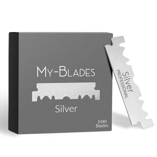 My-Blades® - Silver - 100 Einseitige Rasierklingen aus deutschem Stahl – Halbe Klinge eisgehärtet für Rasiermesser und Shavette von My-Blades