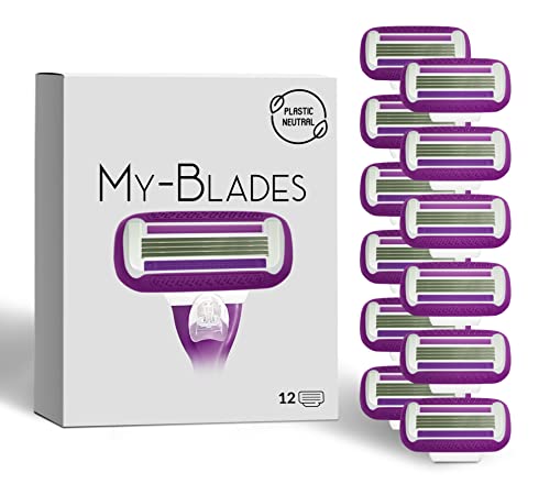 Rasierklingen kompatibel mit Gillette Venus, Plastikneutral Swirl und Smooth, 12 Ersatzklingen Damen mit 4-fach Klinge von My-Blades
