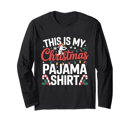 This is My Christmas Pyjama-Shirt, Baseballspieler, Herren, Jungen Langarmshirt von My Christmas Pajama Shirt Baseball Xmas