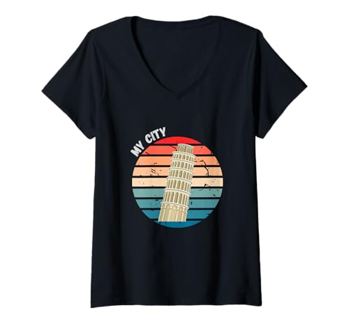 Damen Pisa Italien Meine Stadt Italienische Kultur T-Shirt mit V-Ausschnitt Damen Pisa Italien Meine Stadt Italienische Kultur T-Shirt mit V-Ausschnitt von My City Italian Culture Cheffsspecials