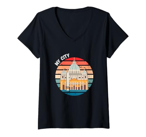Damen Vatikan Rom Italien Meine Stadt Italienische Kultur T-Shirt mit V-Ausschnitt Damen Vatikan Rom Italien Meine Stadt Italienische Kultur T-Shirt mit V-Ausschnitt von My City Italian Culture Cheffsspecials