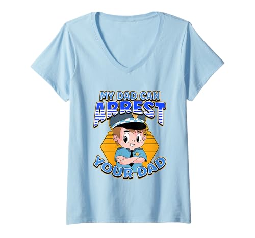 Damen My Dad Can Arrest You Dad Police Officers Police Car T-Shirt mit V-Ausschnitt Damen My Dad Can Arrest You Dad Police Officers Police Car T-Shirt mit V-Ausschnitt von My Dad Can Arrest You Dad