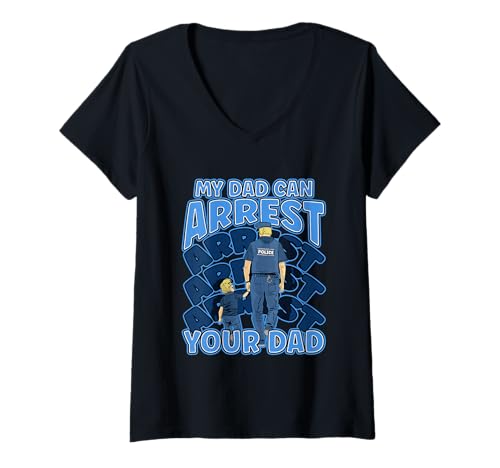 Damen My Dad Can Arrest You Dad Police Officers Police Car T-Shirt mit V-Ausschnitt Damen My Dad Can Arrest You Dad Police Officers Police Car T-Shirt mit V-Ausschnitt von My Dad Can Arrest You Dad