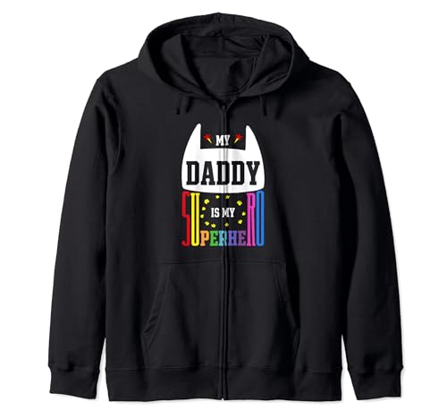 Kids My Daddy Is My Superhero Bunter Lustiger Vatertag Kapuzenjacke von My Daddy Is My Superhero Colorful Fathers Day