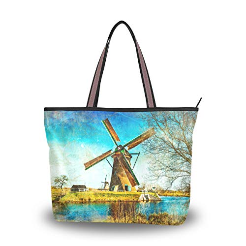 My Daily Damen Schultertasche Windmills of Holland Malerei Handtasche, Mehrere (multi), Large von My Daily