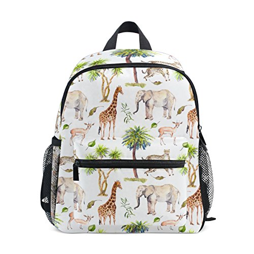 My Daily Kinder-Rucksack, Giraffe, Elefant, Gepard, Antilope, Palme, Kindergarten-Taschen für Vorschulkinder, Mehrfarbig, 12 x 10 x 6 inches von My Daily