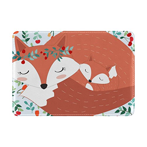 My Daily Lovely Mother Fox Baby Cartoon Leder Reisepasshülle Hülle Schutz, Mehrfarbig, 6.5 x 4.5 inch, Slim Wallet von My Daily