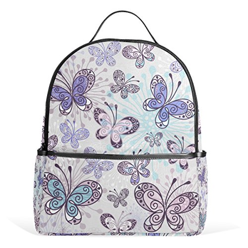 My Daily Schöner Schmetterlings-Blumen-Rucksack für Jungen und Mädchen, Schul-Büchertasche, Tagesrucksack, Mehrfarbig von My Daily