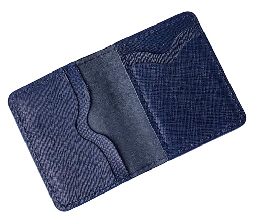 My Daniq Saffiano Leder Bifold Kartenhalter 6 Kartenfächer Blau RR-CH-150, braun, 10cm x 8cm (closed), Modern von My Daniq