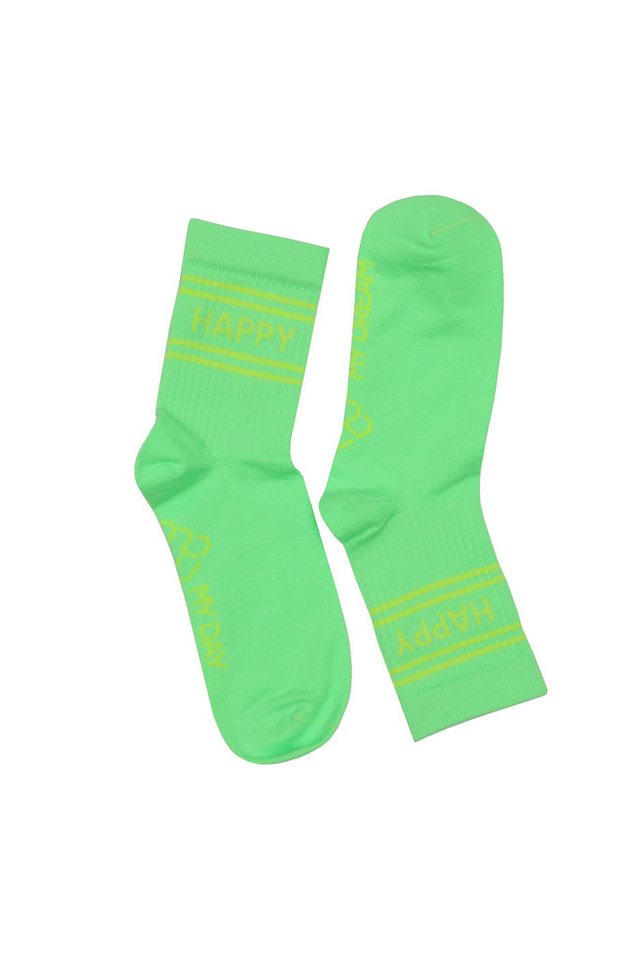 My Day My Dream Tennissocken Kindersocken Strümpfe Neon Grün Happy 21-26 (3-5 Jahre) von My Day My Dream