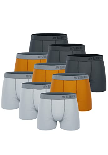 My Essential Clothing 9 er Pack Basic Boxershorts Cotton Bio Herren Shorts Unterwäsche MYE1BCX3, Farbe:orange, Bekleidungsgröße:XXL von My Essential Clothing