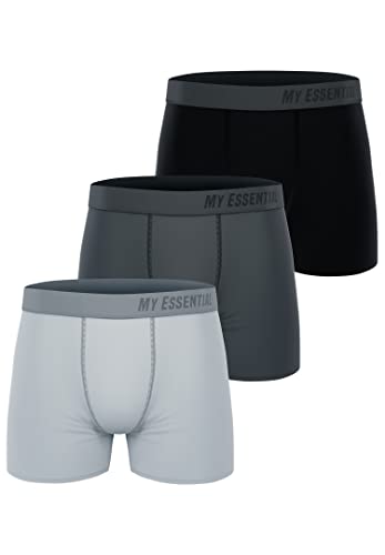 My Essential Clothing Basic Boxershorts Cotton Bio Herren Shorts Unterwäsche MYE1BCX3 3erPack, Farbe:Anthrazit Melange 3080, Bekleidungsgröße:L von My Essential Clothing