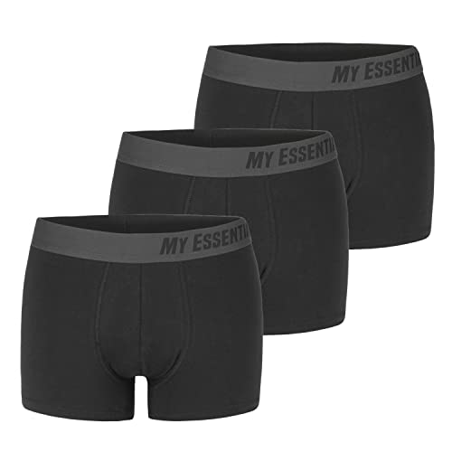 My Essential Clothing Basic Boxershorts Cotton Bio Herren Shorts Unterwäsche MYE1BCX3 3erPack, Farbe:Black, Bekleidungsgröße:S von My Essential Clothing