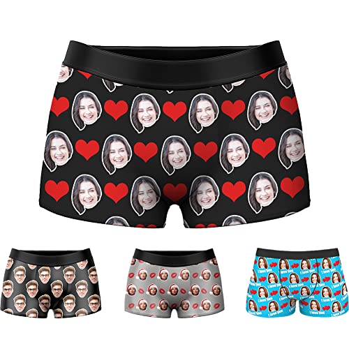 My Face Socks Personalisiert Herren Unterhose Boxershorts mit Gesicht Foto Bedrucken lustig Geschenk für männer Ehemann Geburtstag Valentinstag XS-3XL von My Face Socks