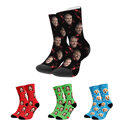 Personalisiert Gesicht Socken Foto bedrucken, Kuschelsocken 39-42 Bild funny lustig Geschenk für männer Damen Freund Familie Weihnacht Geburtstag Valentinstag von My Face Socks