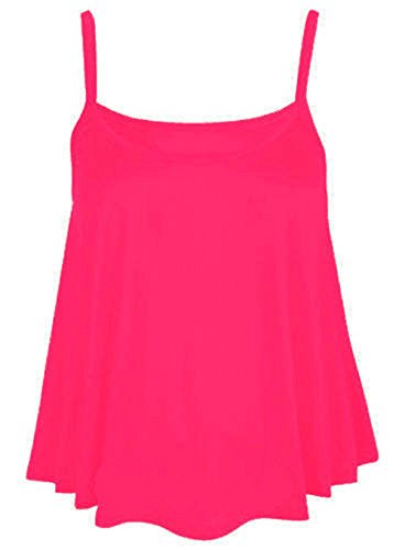 Cami Damen-Top, einfarbig, Neon, bauchfrei, Übergrößen Gr. 38-40, neon pink von My Fashion Store