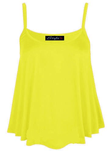 Cami Damen-Top, einfarbig, Neon, bauchfrei, Übergrößen Gr. 38-40, zitronengelb von My Fashion Store