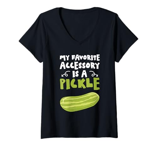 Damen Mein Lieblingszubehör ist eine Gurke Gurke Gemüse Gurken T-Shirt mit V-Ausschnitt Damen Mein Lieblingszubehör ist eine Gurke Gurke Gemüse Gurken T-Shirt mit V-Ausschnitt von My Favorite Accessory Is A Pickle