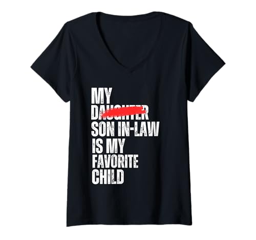 Damen Mein Schwiegersohn ist Mein Lieblingskind Lustig - Tochter ersetzt T-Shirt mit V-Ausschnitt von My Favorite Child Retro Mom Mother In Law