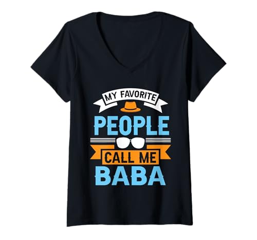 Damen Meine Lieblingsleute nennen mich Baba Lustiger Vatertags-Vater für Herren T-Shirt mit V-Ausschnitt Damen Meine Lieblingsleute nennen mich Baba Lustiger Vatertags-Vater für Herren T-Shirt mit V-Ausschnitt von My Favorite People Call Me Baba Funny Father Day