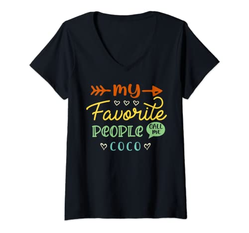 Damen My Favorite People Call Me Coco Lustiges Geschenk Muttertag T-Shirt mit V-Ausschnitt Damen My Favorite People Call Me Coco Lustiges Geschenk Muttertag T-Shirt mit V-Ausschnitt von My Favorite People Call Me Family Gift Outfits