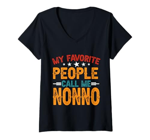 Damen Meine Lieblingsleute nennen mich Nonno Lustiger Vatertags-Vater Herren T-Shirt mit V-Ausschnitt Damen Meine Lieblingsleute nennen mich Nonno Lustiger Vatertags-Vater Herren T-Shirt mit V-Ausschnitt von My Favorite People Call Me Nonno Funny Father Day