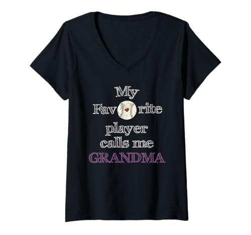 Damen Mein Lieblingsspieler nennt Mich Grandma Baseball Großmutter T-Shirt mit V-Ausschnitt Damen Mein Lieblingsspieler nennt Mich Grandma Baseball Großmutter T-Shirt mit V-Ausschnitt von My Favorite Player Calls Me Grandma Baseball Gifts