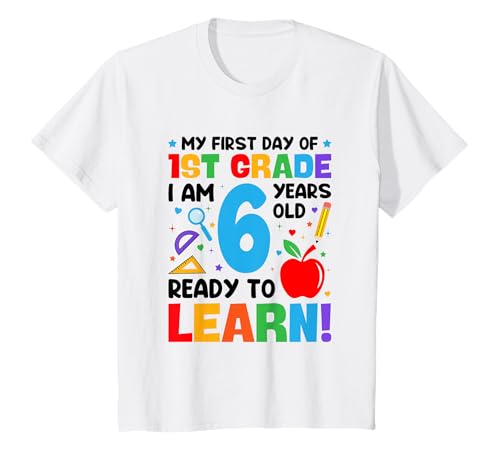 Kinder Mein erster Schultag, 6 Jahre alt, erster Schultag T-Shirt von My First Day Of School Tee