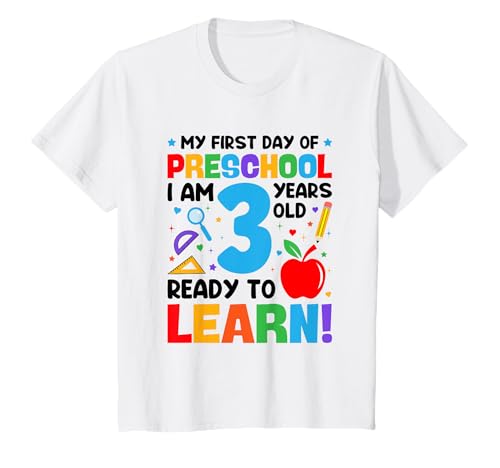 Kinder Mein erster Vorschultag 3 Jahre alt Erster Schultag T-Shirt Kinder Mein erster Vorschultag 3 Jahre alt Erster Schultag T-Shirt von My First Day Of School Tee