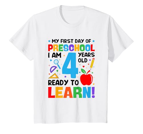 Kinder Mein erster Vorschultag 4 Jahre alt Erster Schultag T-Shirt Kinder Mein erster Vorschultag 4 Jahre alt Erster Schultag T-Shirt von My First Day Of School Tee