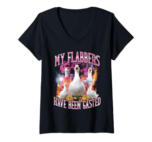 Damen My Flabbers Have Beed Funny Bootleg Goose T-Shirt mit V-Ausschnitt von My Flabbers Have Been Gasted Funny Bootleg Goose