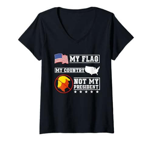 Damen My Flag My Country Not My President USA Karte Amerikanische Flagge T-Shirt mit V-Ausschnitt Damen My Flag My Country Not My President USA Karte Amerikanische Flagge T-Shirt mit V-Ausschnitt von My Flag My Country Not My President Tees