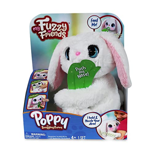 My Fuzzy Friends - Poppy Bunny, interaktives weißes Kaninchen-Plüschtier mit vielen Reaktionen, Klang und Bewegung, ideal für affektive und emotionale Entwicklung, 4 Jahre, berühmt (MYN00200) von My Fuzzy Friends