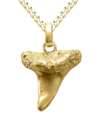 Damen & Herren Hai Zahn Kette Mit Anhänger 925 Sterlingsilber (Vergoldung) 45cm Länge Massiv 22mm x 17mm Shark Gold Set Y-06232-S901-FP17-F45cm von My Gold