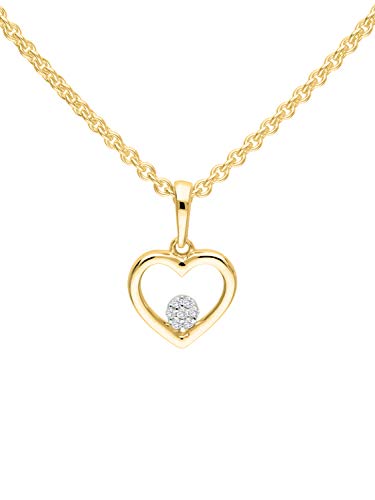 My Gold Herzkette Echtes Gelbgold 585 Gold (14 Karat) Diamanten 0,02ct. Herzform Halskette 45cm Chamia Set Y-04705-G401-DIA von My Gold