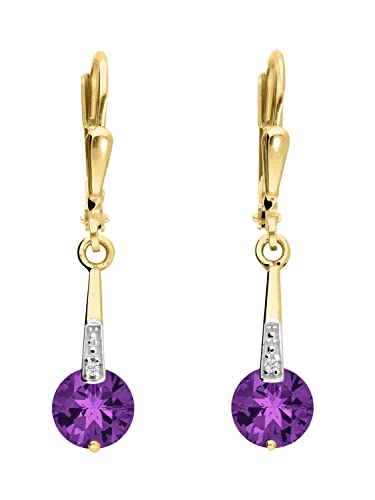 My Gold Amethyst Ohrhänger Ohrringe Gold 333 Gelbgold (8 Karat) Mit Zirkonia Hängend Hänger 30mm x 6mm Kaydence O-07566-G301 von My Gold