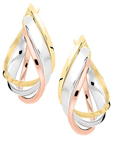 My Gold Damen Creolen Ohrringe Gold 333 Echtes Gelbgold Weißgold Roségold (8 Karat) Goldcreolen 27mm x 6mm Santorino C-07903-G381 von My Gold