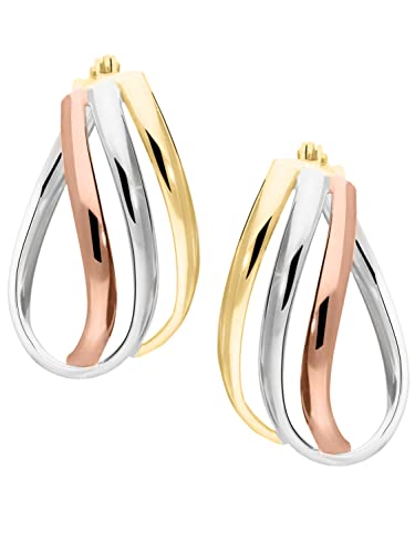 My Gold Damen Creolen Ohrringe Gold 333 Gelbgold Echtes Weissgold Rotgold (8 Karat) Tricolor 22mm x 9mm Jessica C-07905-G381 von My Gold