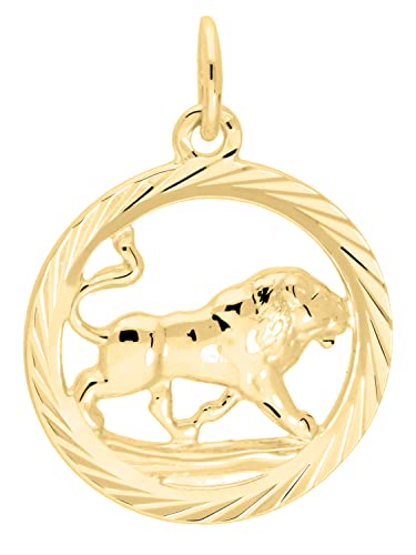 My Gold Damen Herren Kinder Anhänger Sternzeichen Löwe Gold 333 (Ohne Kette) Echtes Gelbgold (8 Karat) Ø 15mm Rund Tierkreiszeichen Gavno A-04433-G302-Löw von My Gold