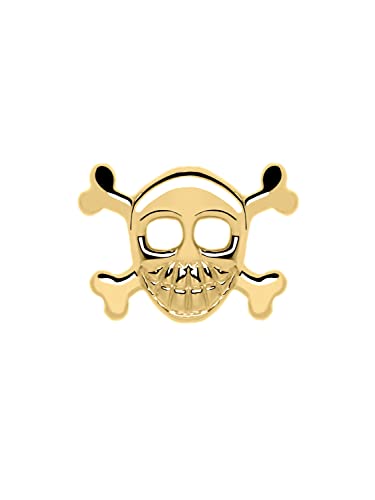 My Gold Damen Herren Totenkopf Ohrringe Gold 585 Echtes Gold (14 Karat) 6mm x 10mm EINZEL Single Goldstecker Skull Pirat Huron V0005739 von My Gold