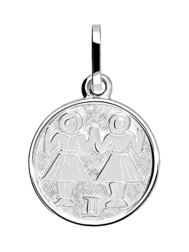 My Gold Damen Kinder Anhänger Sternzeichen ZWILLINGE Sterlingsilber 925 (Ohne Kette) Echtes Silber Ø 12mm Mini Tierkreiszeichen Zodiac round A-07067-S913-Zwi von My Gold