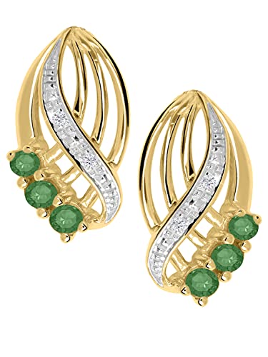 My Gold Damen Ohrringe Gold 333 Mit Smaragd Ohrstecker Echtes Gelbgold (8 Karat) Diamanten 0,01ct. 17mm x 9mm Our Lady V0007242 von My Gold